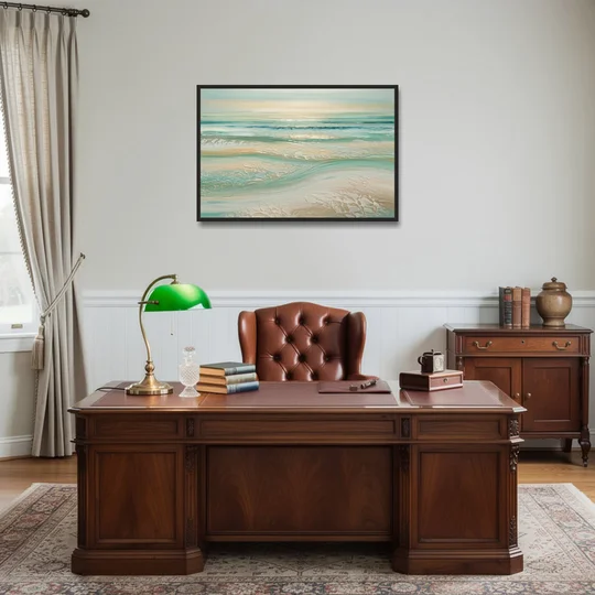 Sitka Ocean Breeze - Black Framed Canvas Wall Art - Office - 36x24