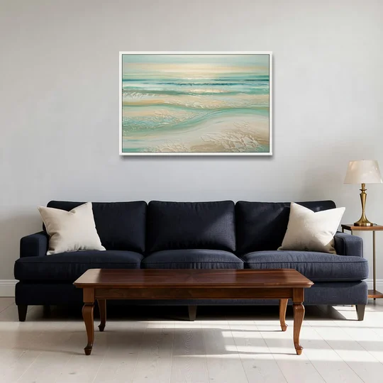 Sitka Ocean Breeze - White Framed Canvas Wall Art - Sofa - 36x24