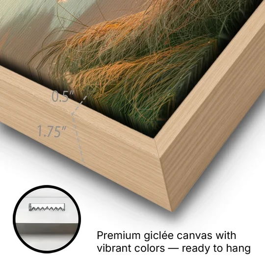 Sitka Tranquil Shores - Oak Framed Canvas Wall Art - Gallery Wrap Corner