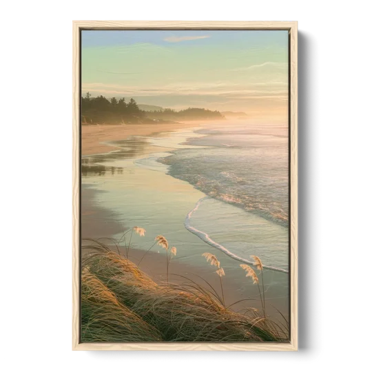 Sitka Tranquil Shores - Oak Framed Canvas Wall Art - Front