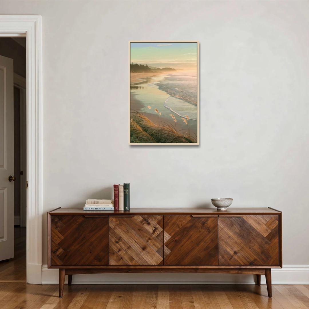 Sitka Tranquil Shores - Oak Framed Canvas Wall Art - Coffee Table - 24x36