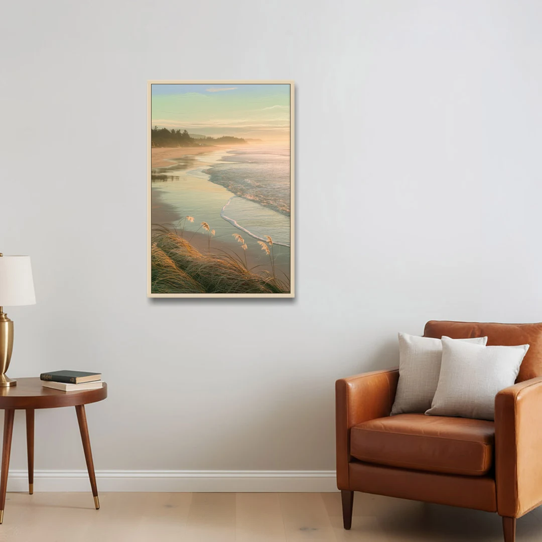 Sitka Tranquil Shores - Oak Framed Canvas Wall Art - Sofa - 24x36