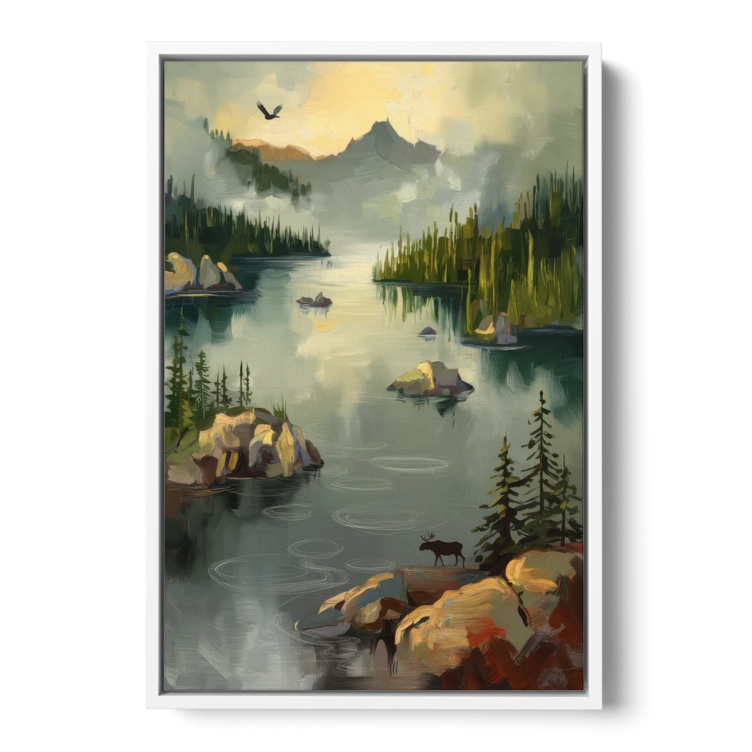 Sitka Wilderness Escape - White Framed Canvas Wall Art - Front