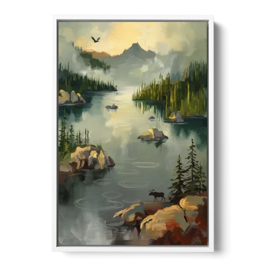 Sitka Wilderness Escape - White Framed Canvas Wall Art - Front