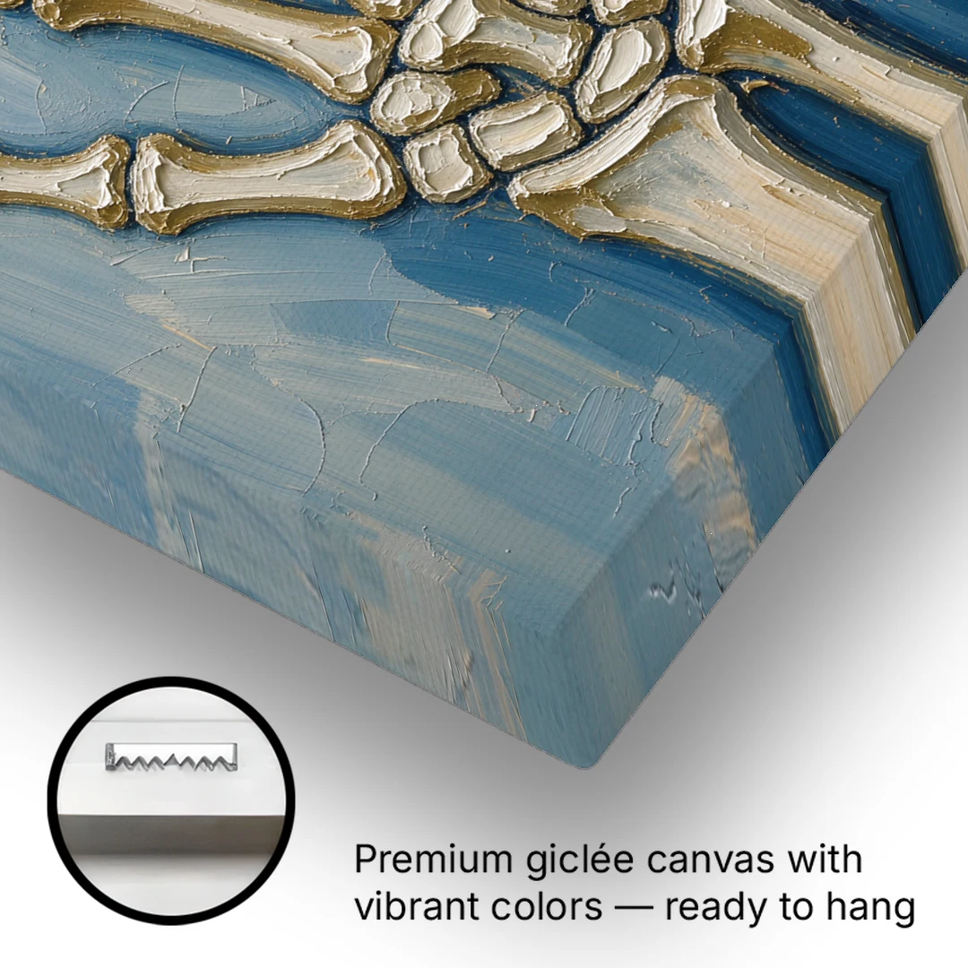 Skeleton Hand Painting Spread Wide Open - Canvas Wall Art - Gallery Wrap Corner