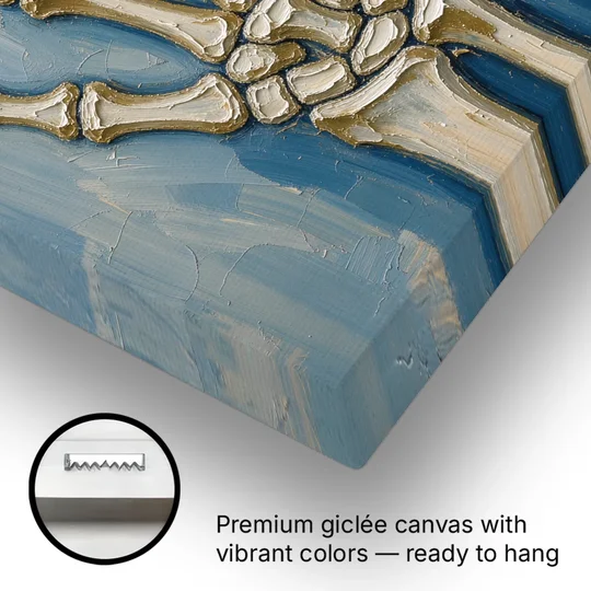 Skeleton Hand Painting Spread Wide Open - Canvas Wall Art - Gallery Wrap Corner