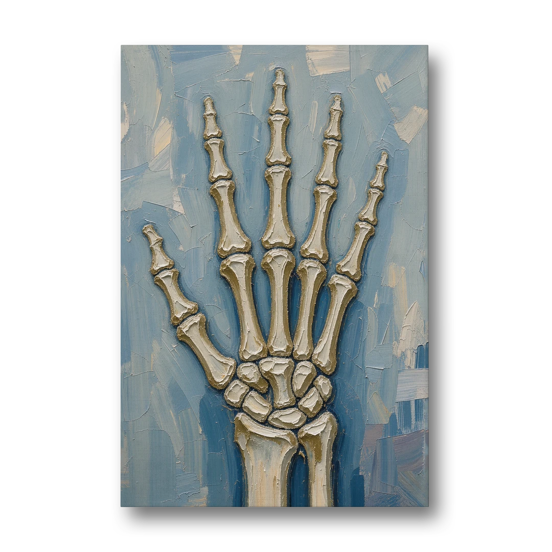Skeleton Hand Painting Spread Wide Open - Canvas Wall Art - Front