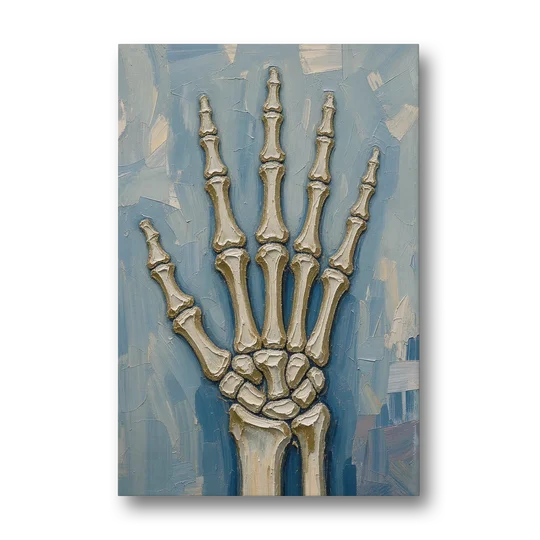 Skeleton Hand Painting Spread Wide Open - Canvas Wall Art - Front