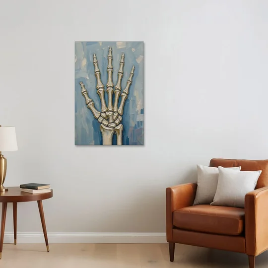 Skeleton Hand Painting Spread Wide Open - Canvas Wall Art - Sofa - 24x36