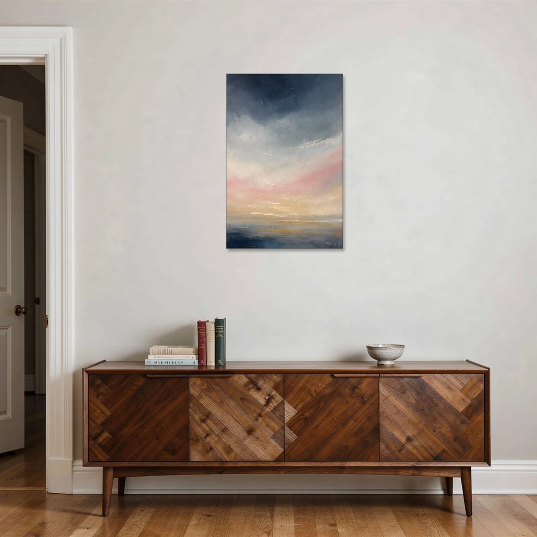 Sky Wall Art with a Blush Dawn Horizon - Canvas Wall Art - Coffee Table - 24x36