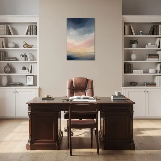 Sky Wall Art with a Blush Dawn Horizon - Canvas Wall Art - Office - 24x36