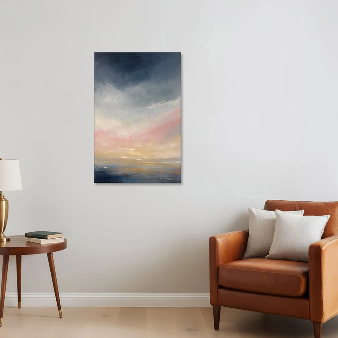 Sky Wall Art with a Blush Dawn Horizon - Canvas Wall Art - Sofa - 24x36
