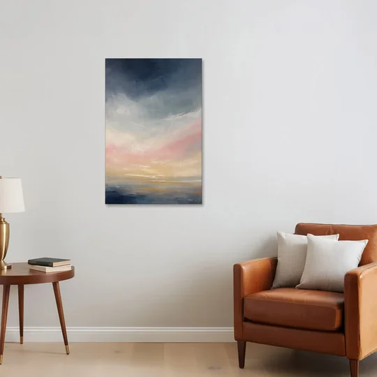 Sky Wall Art with a Blush Dawn Horizon - Canvas Wall Art - Sofa - 24x36