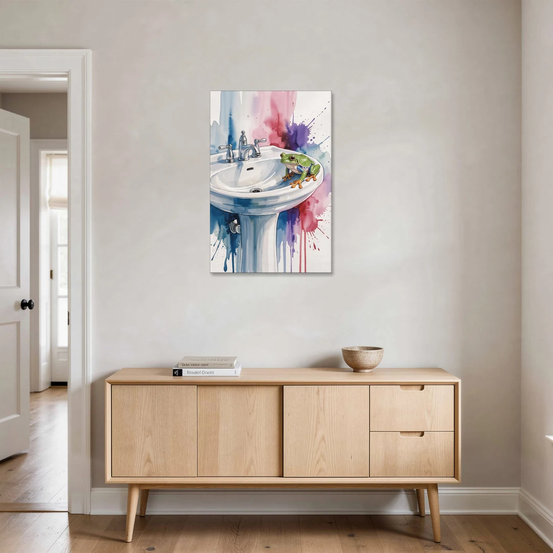 Small Bathroom Wall Art with a Tree Frog - Canvas Wall Art - Coffee Table - 24x36