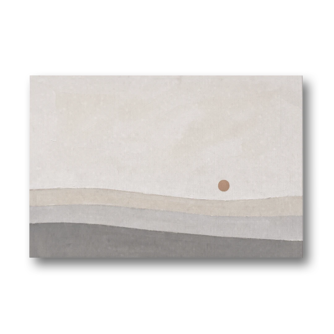 Small Sun Above Three Bands of Rolling Hills - Canvas Wall Art - Front