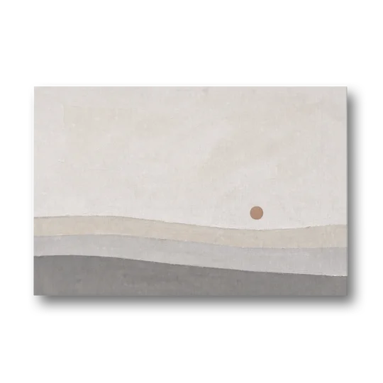 Small Sun Above Three Bands of Rolling Hills - Canvas Wall Art - Front