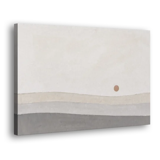 Small Sun Above Three Bands of Rolling Hills - Canvas Wall Art - Side