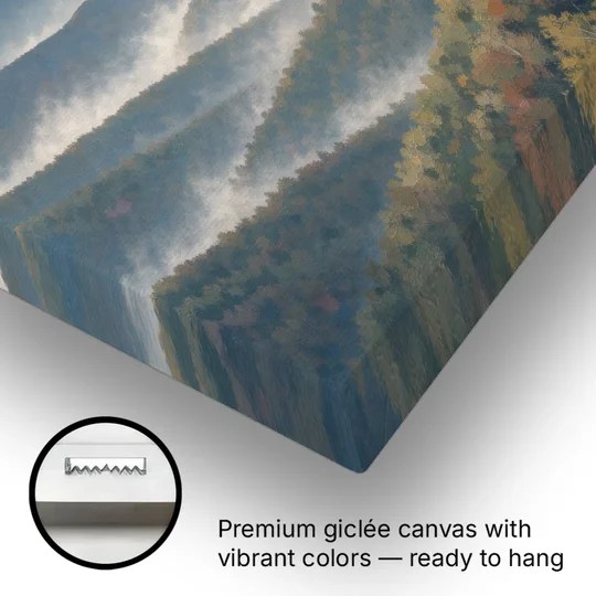 Smoky Mountains at Misty Dawn for the Living Room - Canvas Wall Art - Gallery Wrap Corner