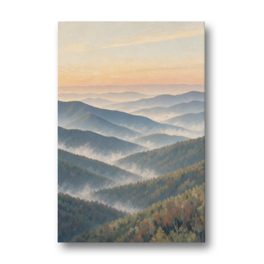 Smoky Mountains at Misty Dawn for the Living Room - Canvas Wall Art - Front