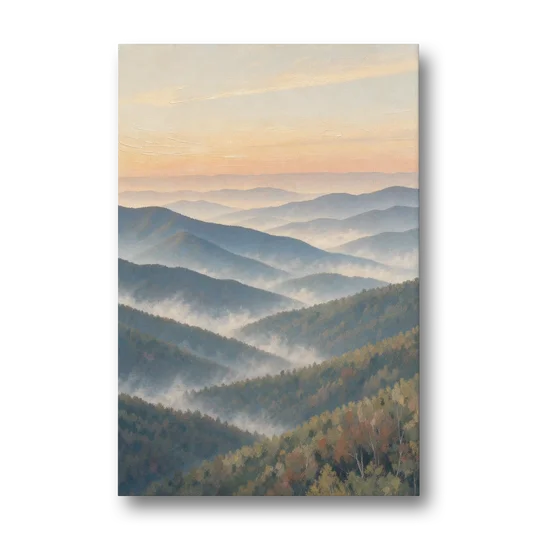 Smoky Mountains at Misty Dawn for the Living Room - Canvas Wall Art - Front