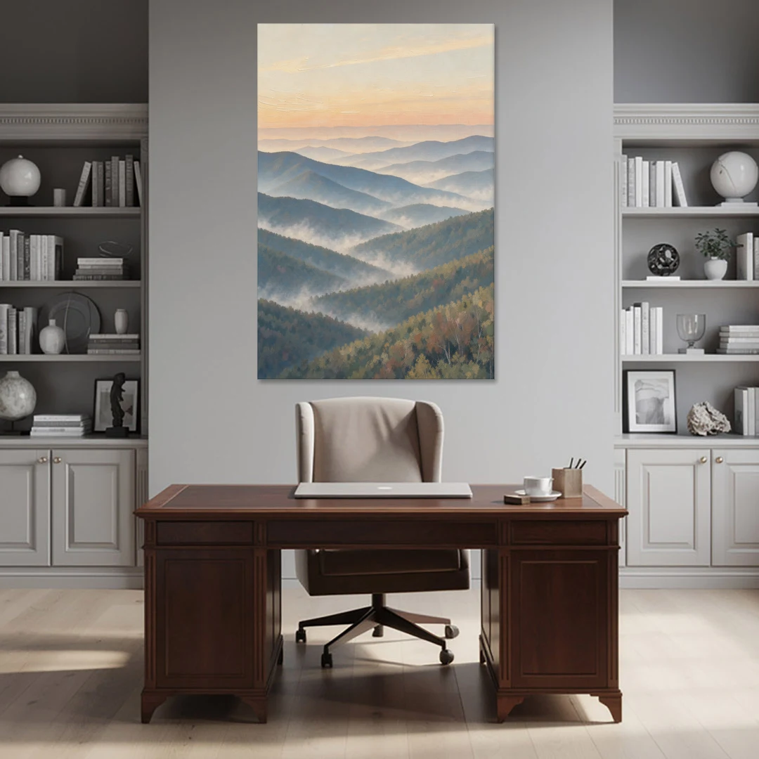 Smoky Mountains at Misty Dawn for the Living Room - Canvas Wall Art - Office - 40x60