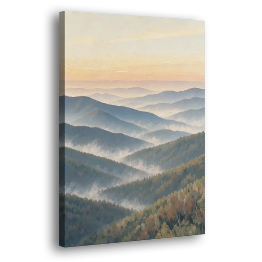 Smoky Mountains at Misty Dawn for the Living Room - Canvas Wall Art - Side