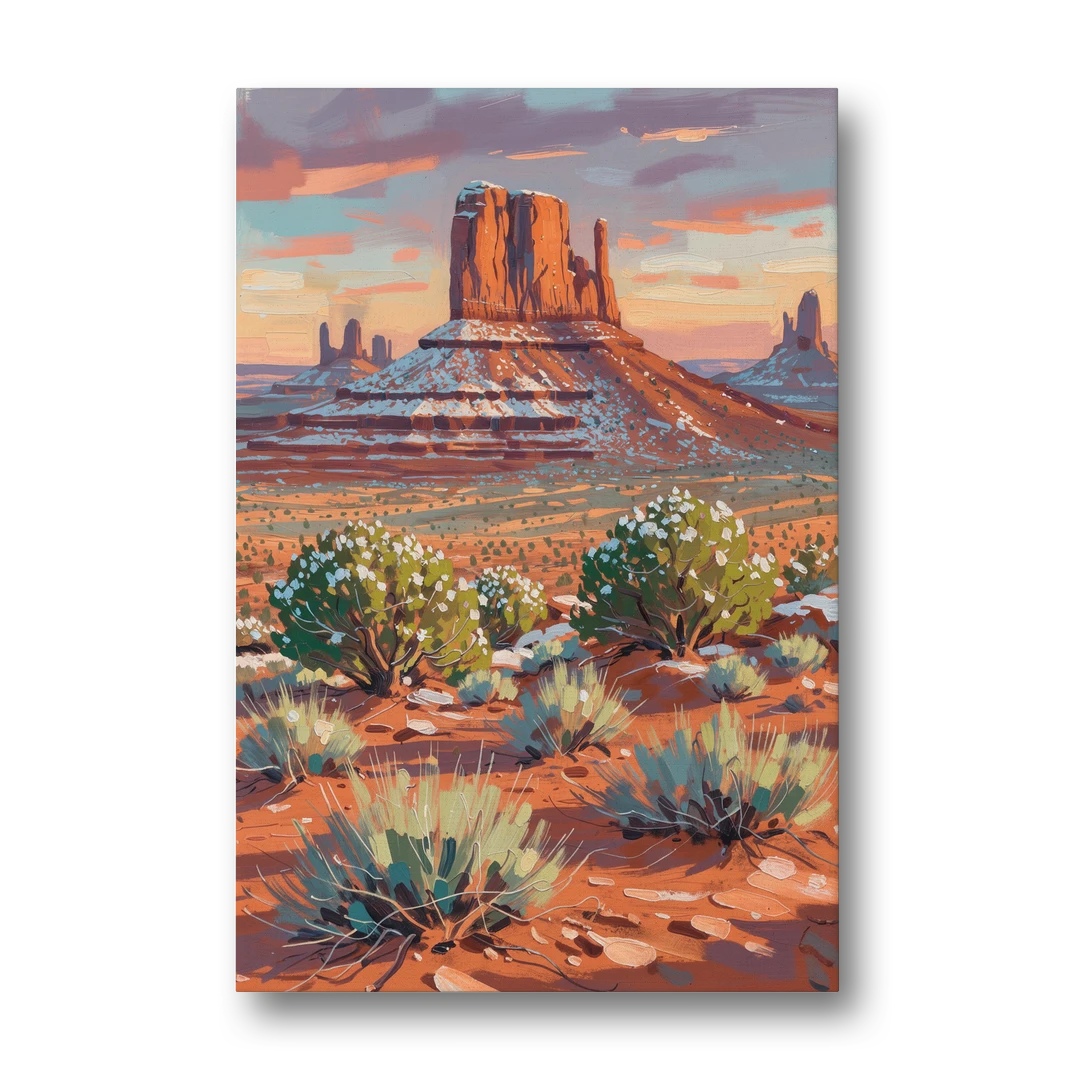 Winter Snow on the Red Rock Buttes - Canvas Wall Art - Front