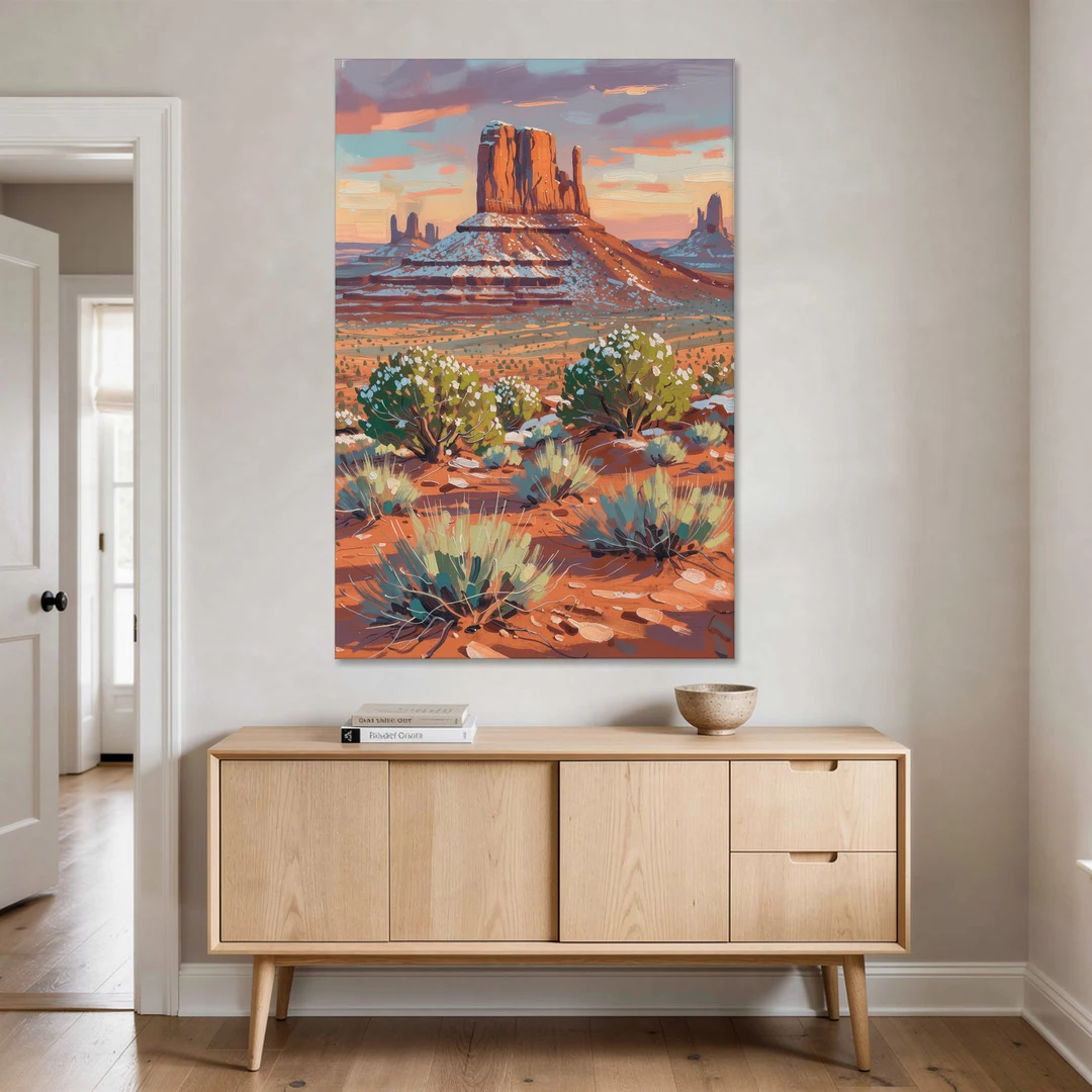 Winter Snow on the Red Rock Buttes - Canvas Wall Art - Coffee Table - 40x60