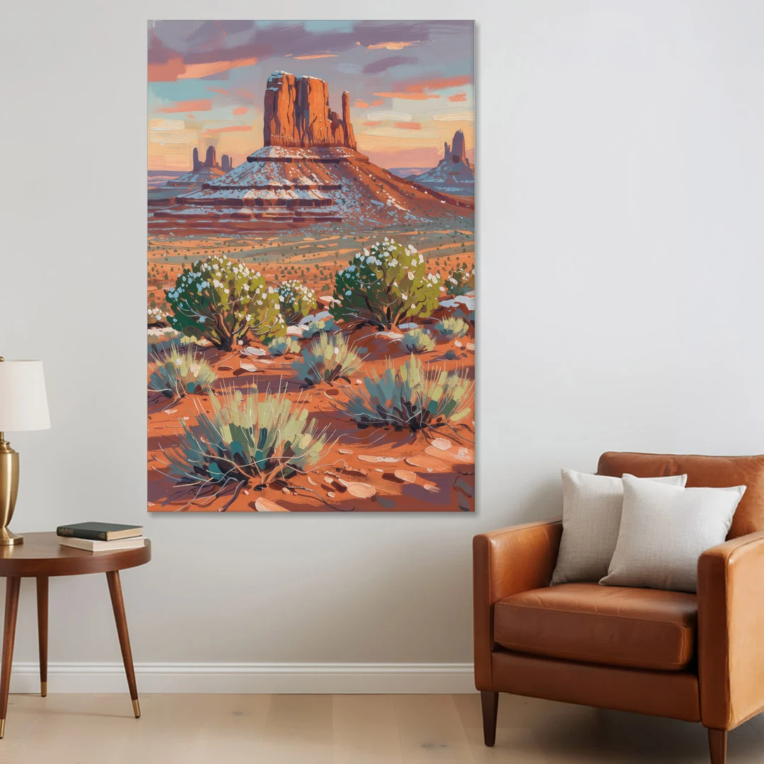 Winter Snow on the Red Rock Buttes - Canvas Wall Art - Sofa - 40x60