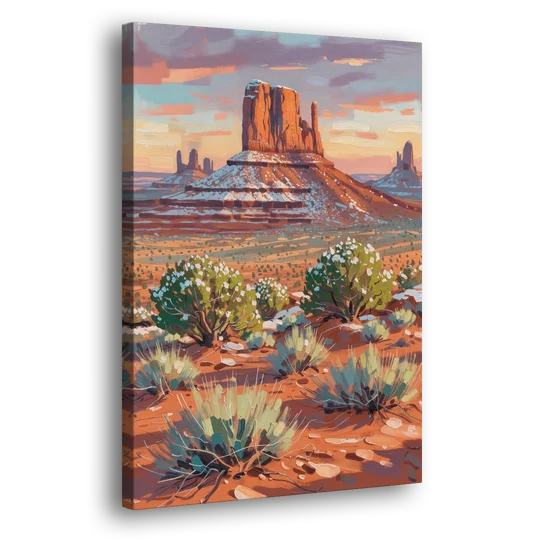 Winter Snow on the Red Rock Buttes - Canvas Wall Art - Side