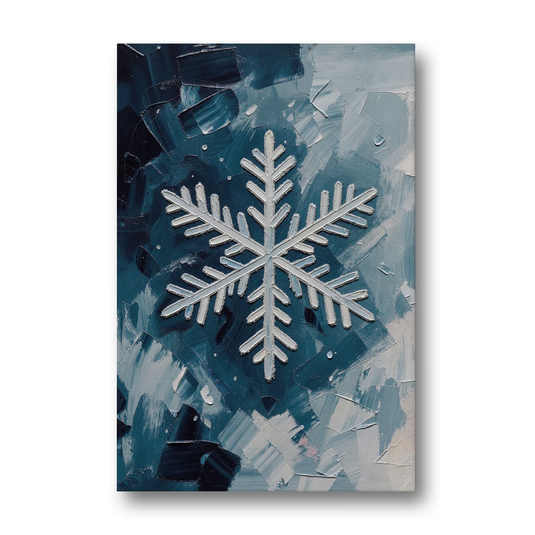 Snowflake Wall Art in Silver and Teal - Canvas Wall Art - Front