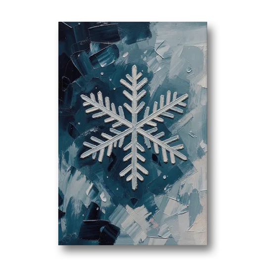 Snowflake Wall Art in Silver and Teal - Canvas Wall Art - Front