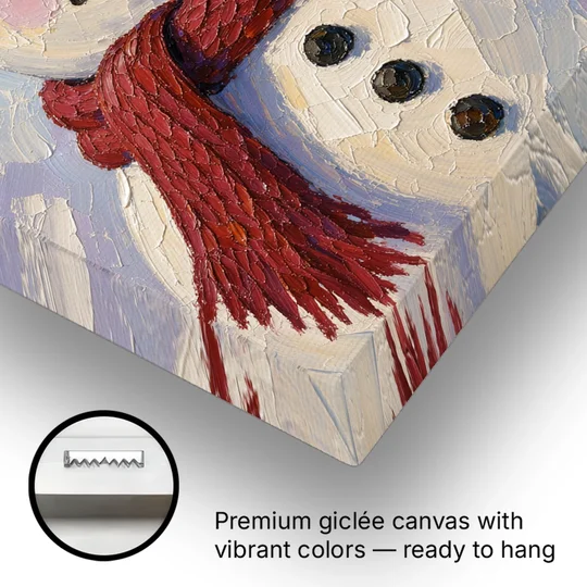 Snowman Canvas with Umber Top Hat - Canvas Wall Art - Gallery Wrap Corner