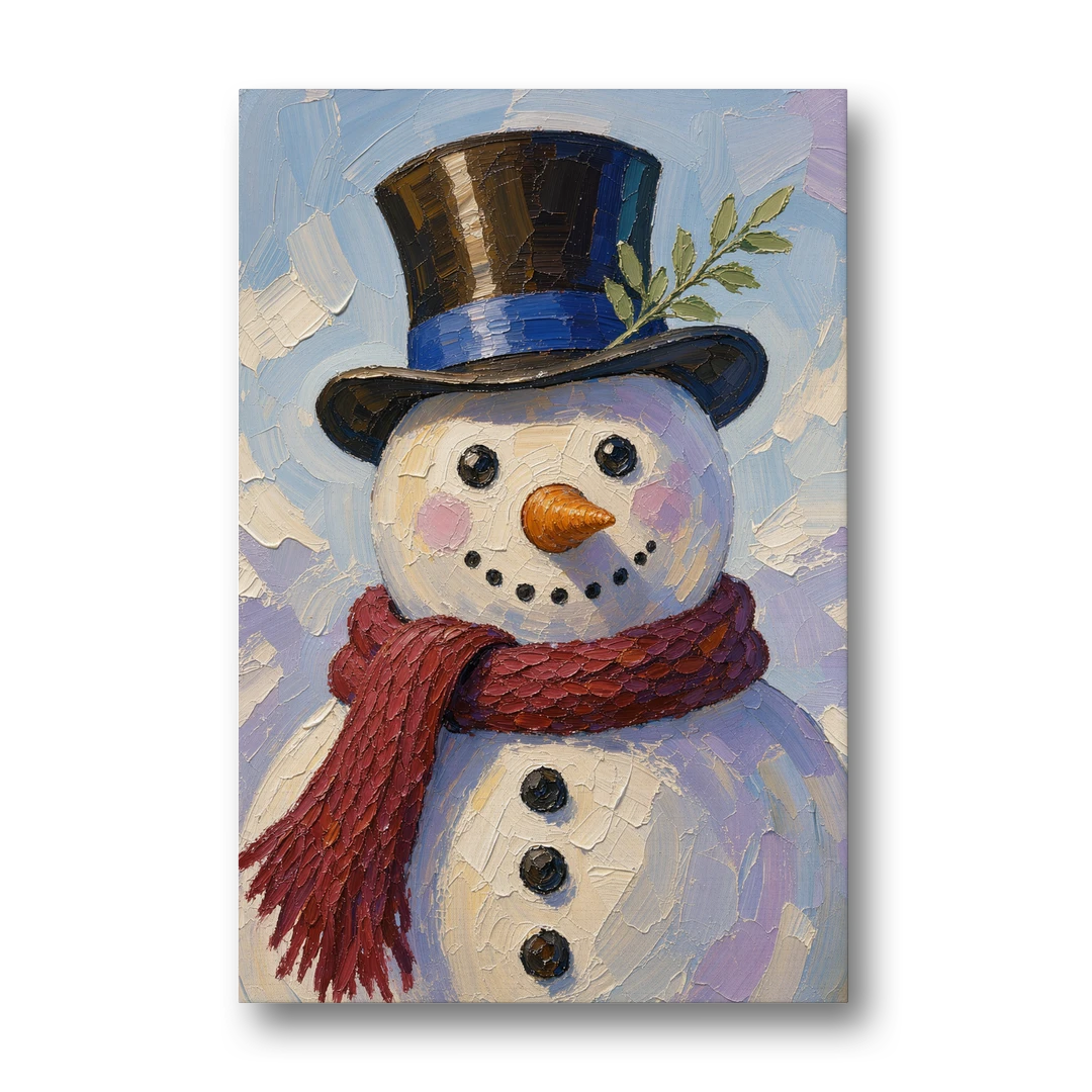 Snowman Canvas with Umber Top Hat - Canvas Wall Art - Front