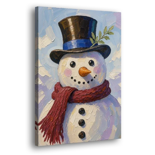 Snowman Canvas with Umber Top Hat - Canvas Wall Art - Side