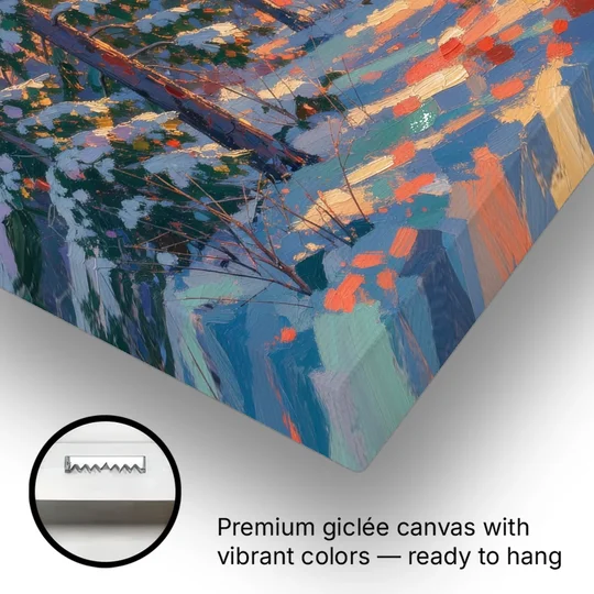 Snowy Pine Forest at Sunrise - Canvas Wall Art - Gallery Wrap Corner