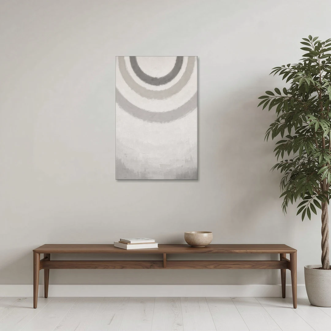 Soft Abstract Painting of Three Grey Ripples - Canvas Wall Art - Coffee Table - 24x36