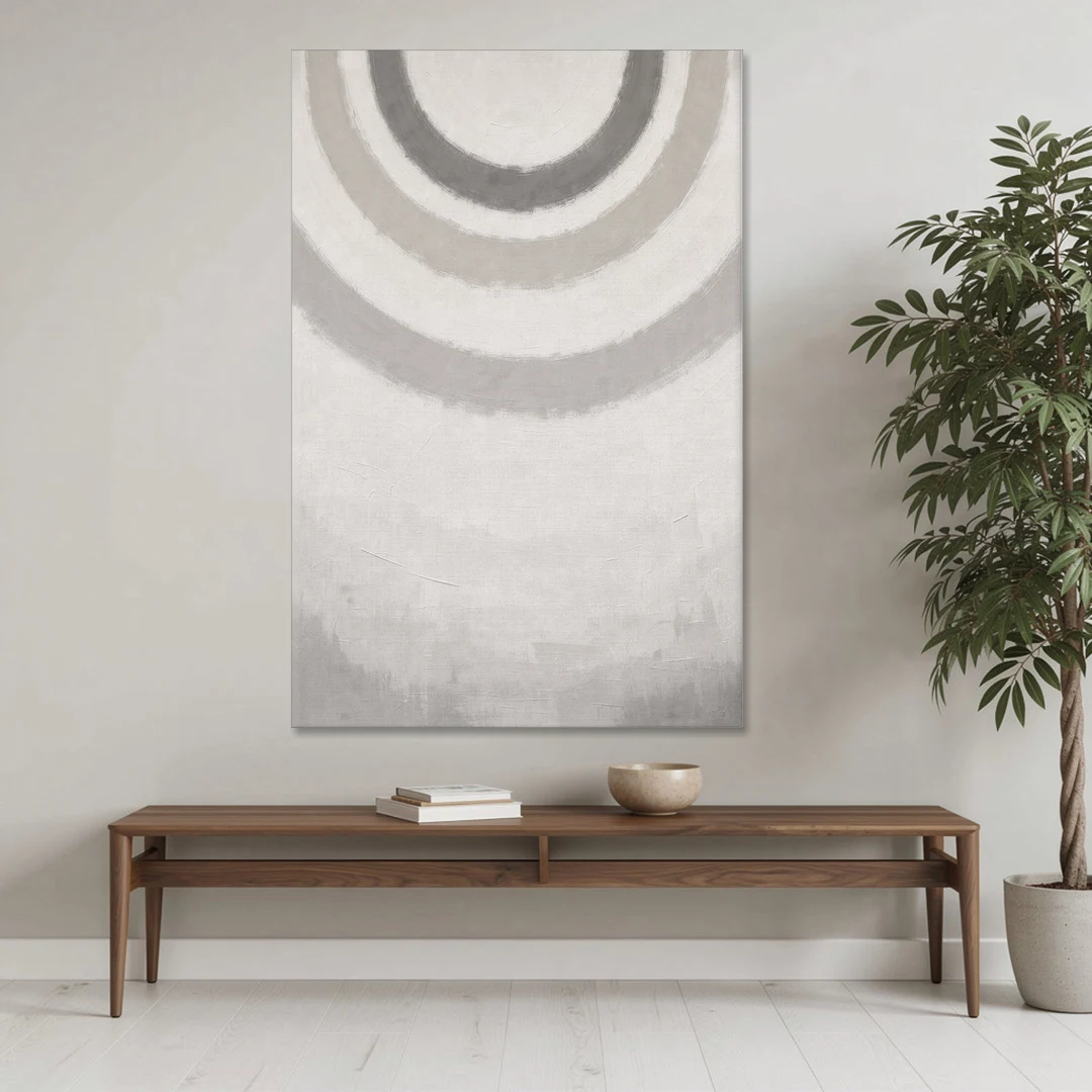 Soft Abstract Painting of Three Grey Ripples - Canvas Wall Art - Coffee Table - 40x60