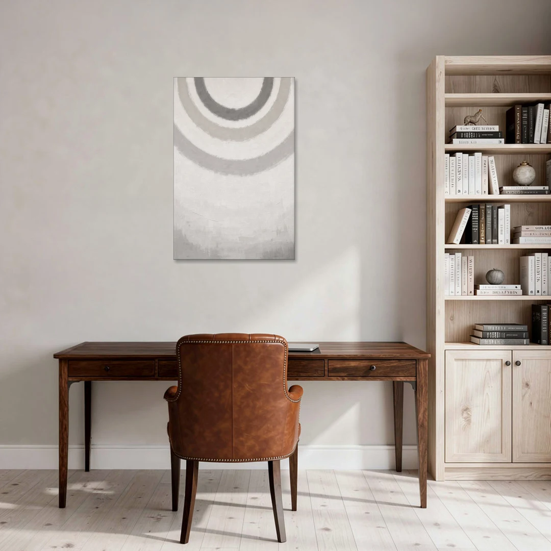 Soft Abstract Painting of Three Grey Ripples - Canvas Wall Art - Office - 24x36