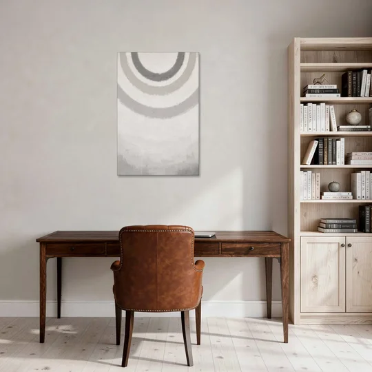 Soft Abstract Painting of Three Grey Ripples - Canvas Wall Art - Office - 24x36