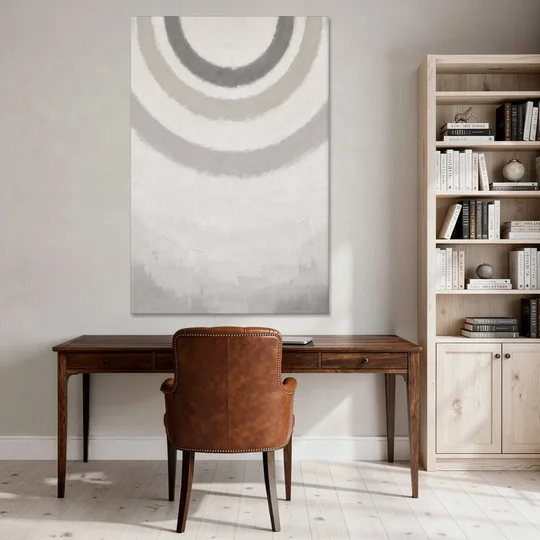 Soft Abstract Painting of Three Grey Ripples - Canvas Wall Art - Office - 40x60