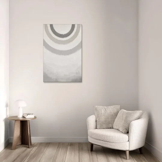 Soft Abstract Painting of Three Grey Ripples - Canvas Wall Art - Sofa - 24x36