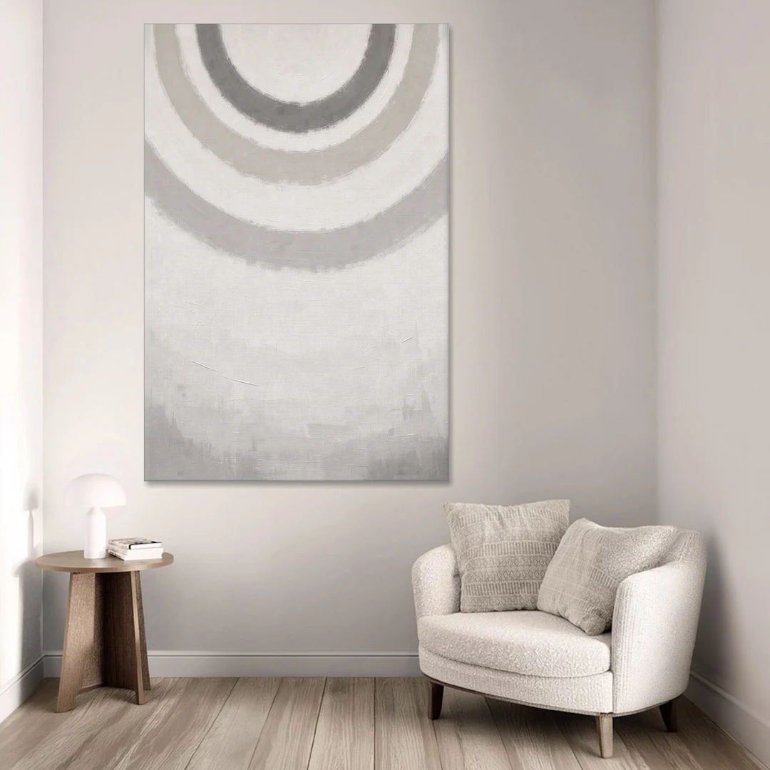 Soft Abstract Painting of Three Grey Ripples - Canvas Wall Art - Sofa - 40x60
