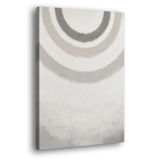 Soft Abstract Painting of Three Grey Ripples - Canvas Wall Art - Side