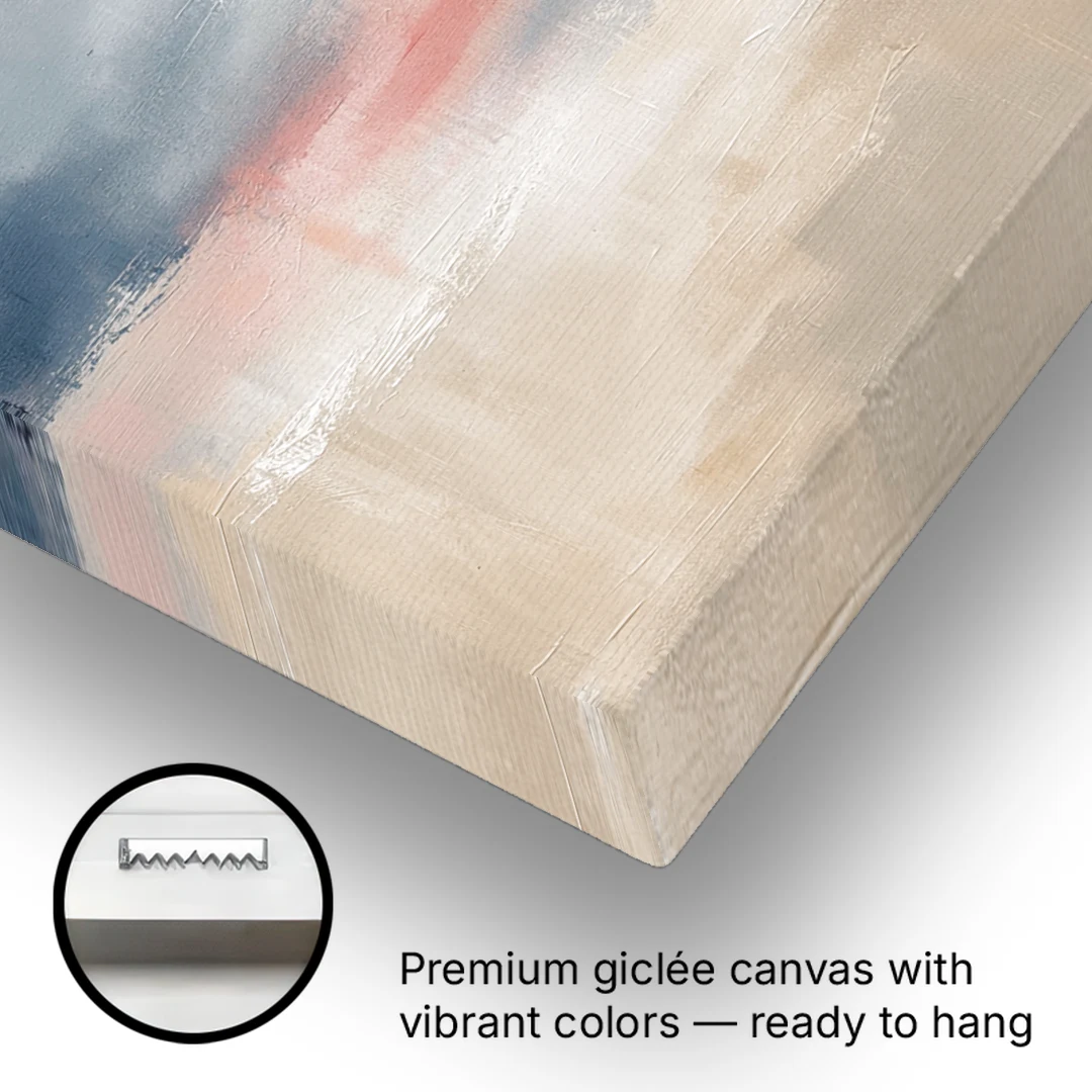 Soft Horizon Bands with a Blush Stroke - Canvas Wall Art - Gallery Wrap Corner