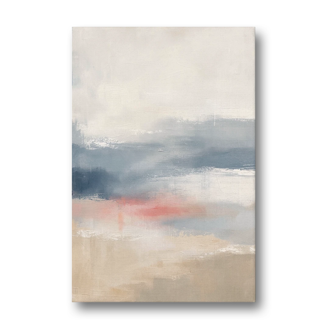 Soft Horizon Bands with a Blush Stroke - Canvas Wall Art - Front