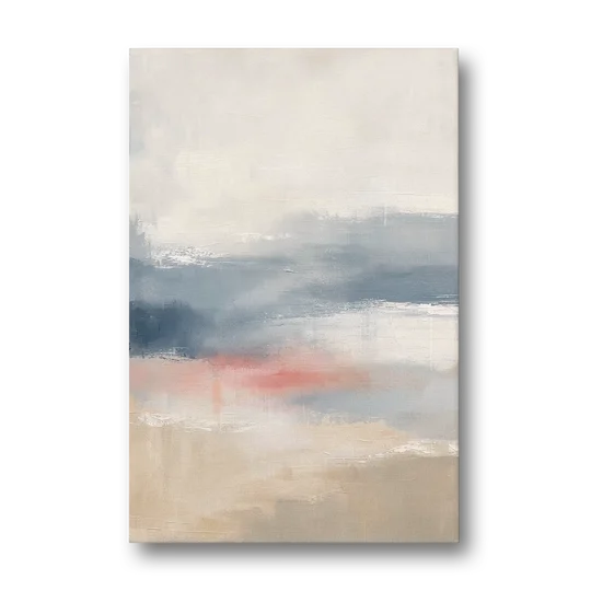 Soft Horizon Bands with a Blush Stroke - Canvas Wall Art - Front