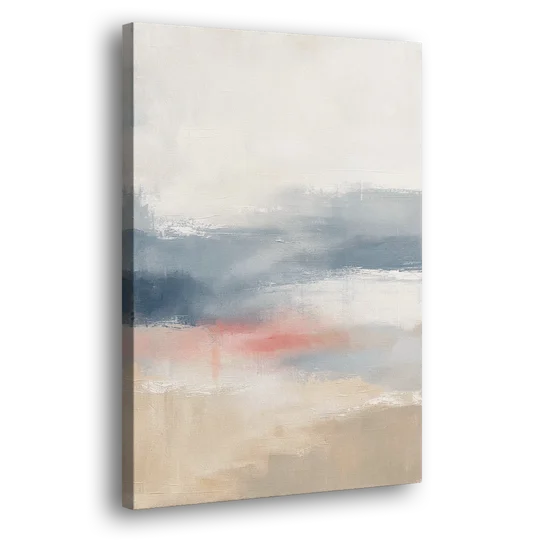 Soft Horizon Bands with a Blush Stroke - Canvas Wall Art - Side
