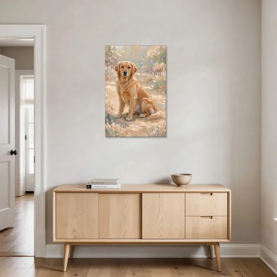 Soft Light Golden Retriever Oil Painting - Canvas Wall Art - Coffee Table - 24x36