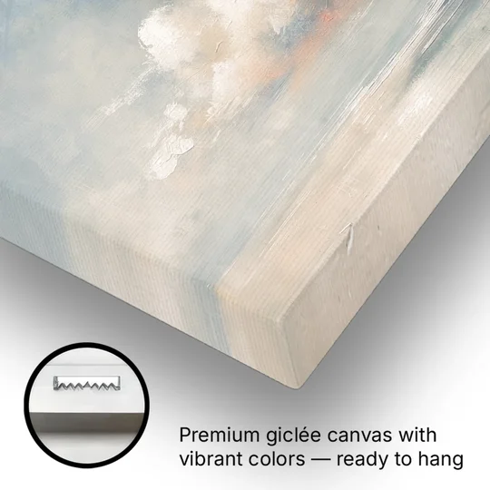 Soft Sky Painting with a Towering Cloud - Canvas Wall Art - Gallery Wrap Corner